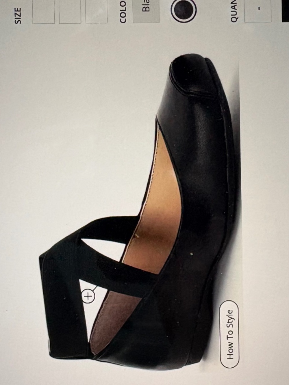 Black Leather Ballet Flats Elastic Ankle Strap Square Toe Size 7.5